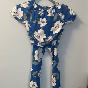 Floral Blue Two-Piece Outfit